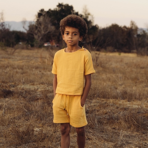 Organic Muslin Unisex Kids Set for summer T-Shirt with Shorts or Pants Sizes - Picture 2 of 13